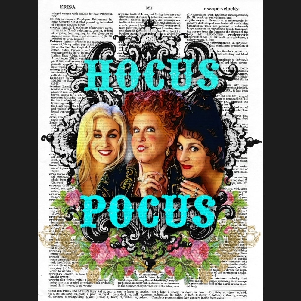 Hocus Pocus Halloween Witch Dictionary Art Print
